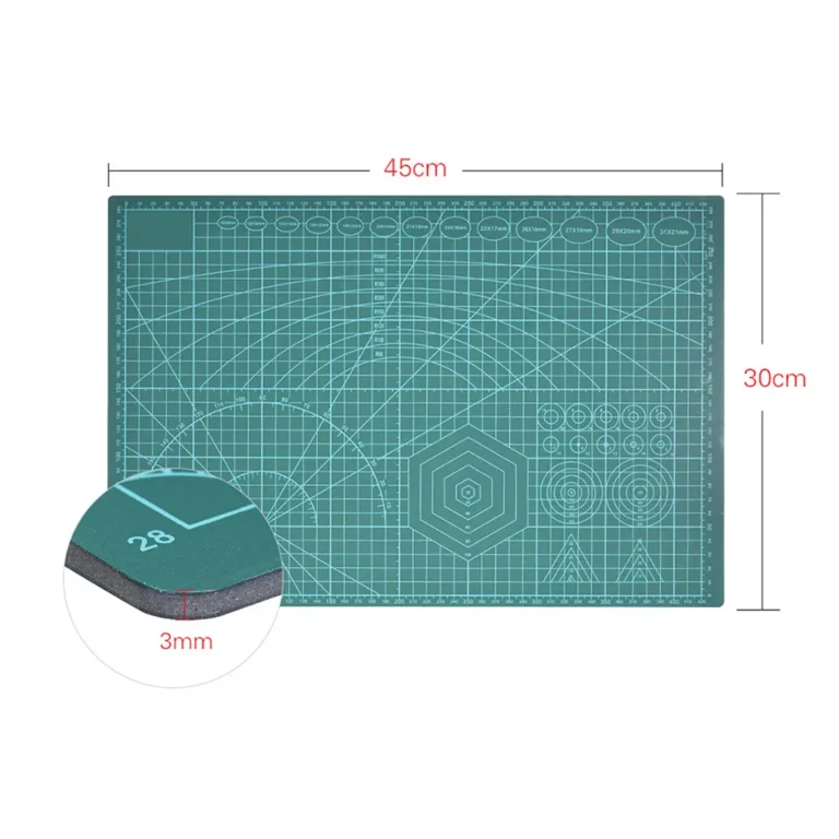 Öngyógyító modellező vágószőnyeg sablonokkal, kétoldalas, 30x45 cm, zöld