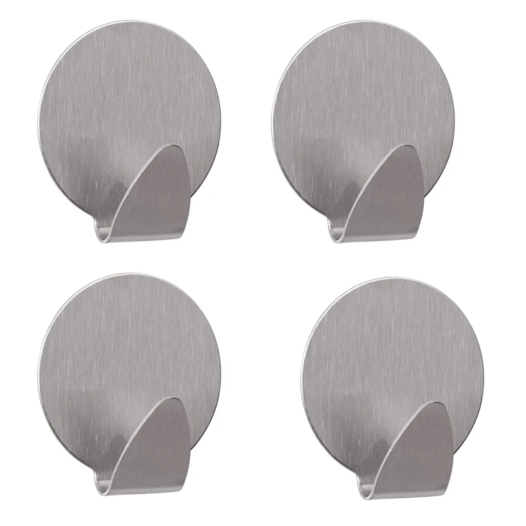 Öntapadós rozsdamentes acél akasztó 4 db, 4cm x 3,5cm, ezüst szín