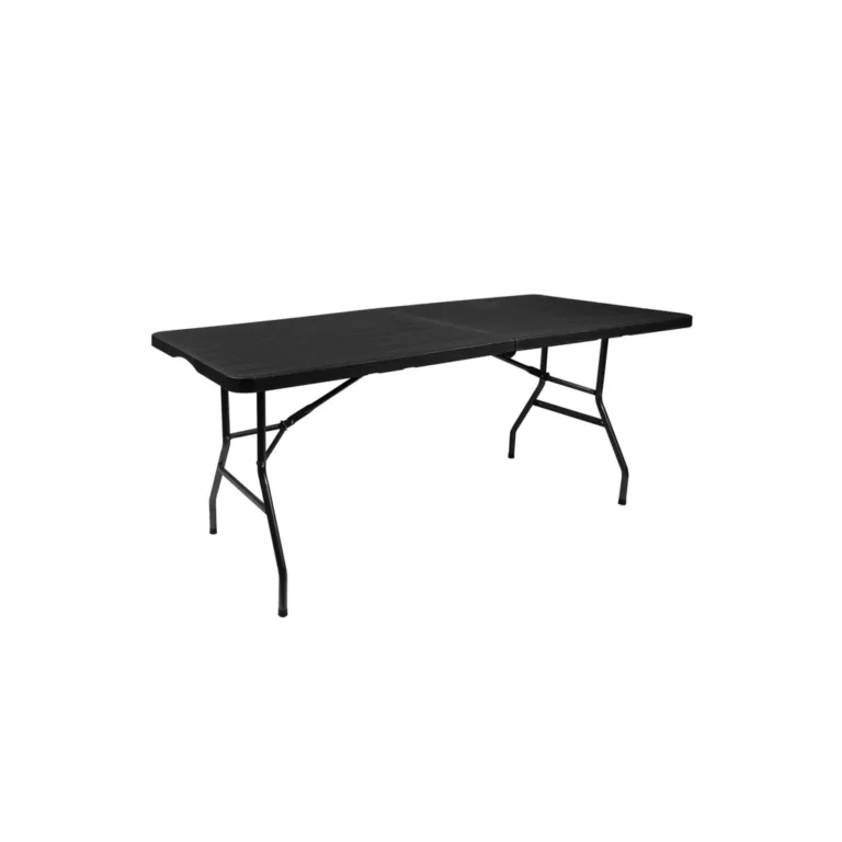 Összecsukható kerti asztal, műanyag, fekete, 180/74/74 cm