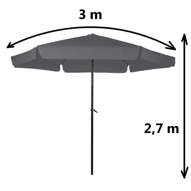Összecsukható, dönthető kerti napernyő 300cm, szürke