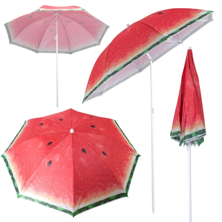 Összecsukható napernyő billenő funkcióval, 180cm, görögdinnye mintás