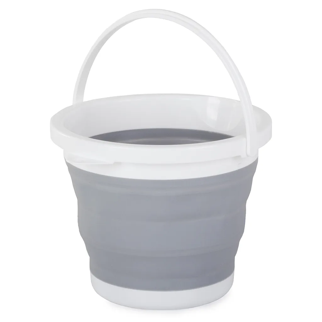 Összecsukható szilikon vödör 5l, 20.4x27x16.5 cm, szürke-fehér