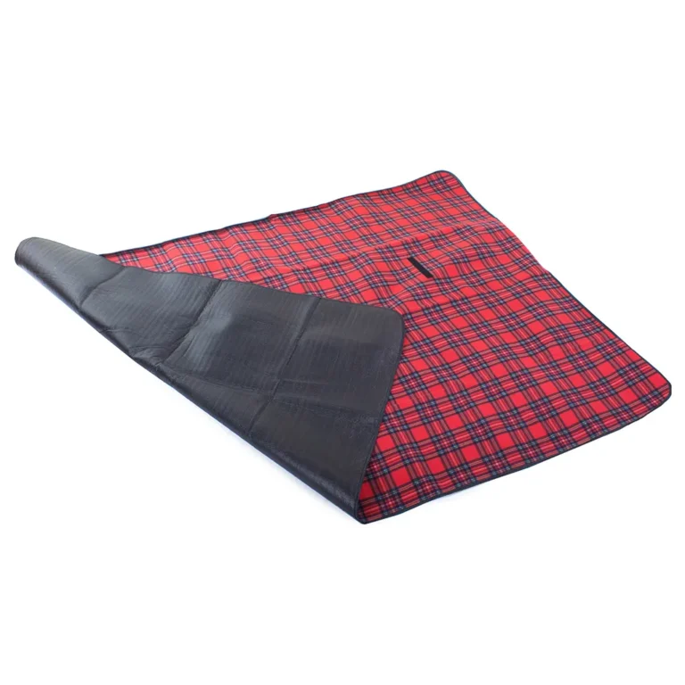 Piknik pléd, kemping takaró 150x200, piros, kockás mintával