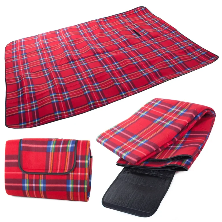 Piknik pléd, strand kemping takaró, 150x200, piros kockás