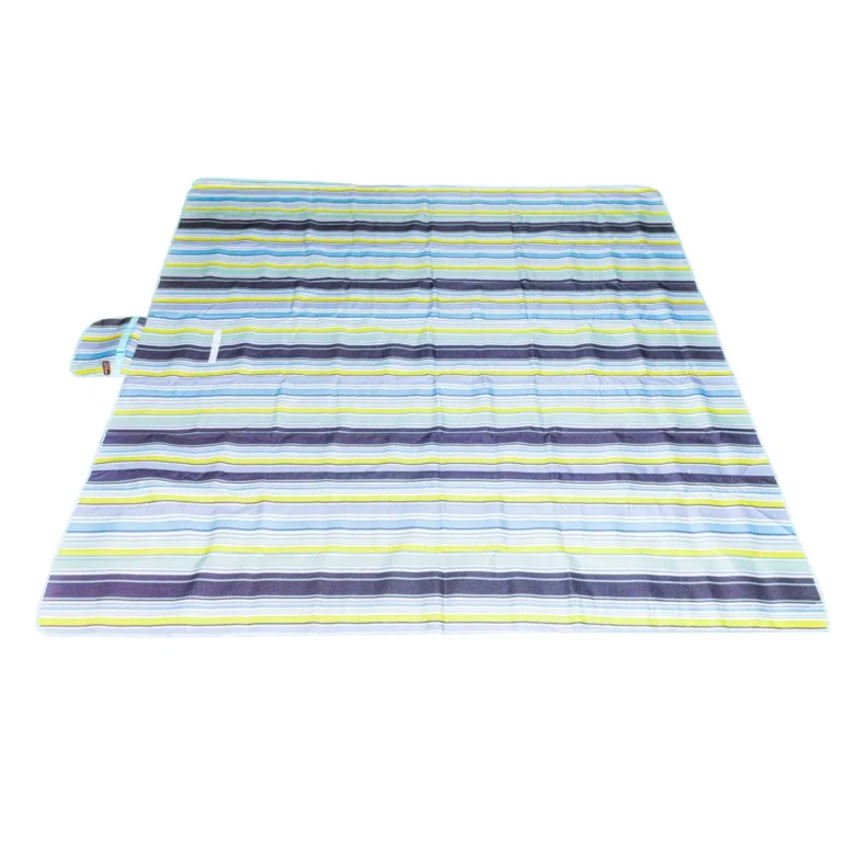 Piknik takaró, strandszőnyeg, kék csíkos, 200x200 cm
