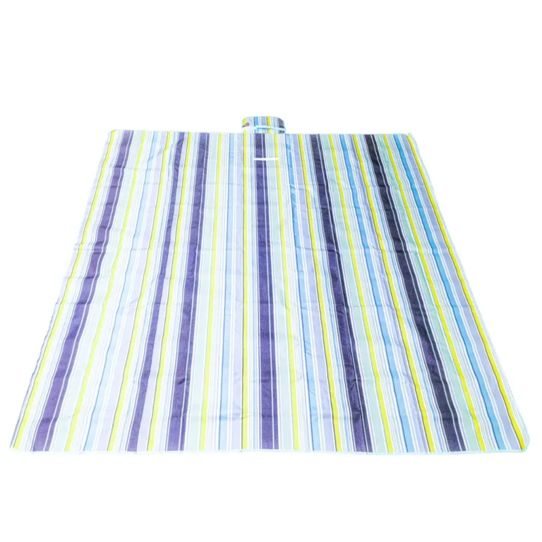 Piknik takaró, strandszőnyeg, kék csíkos, 200x200 cm
