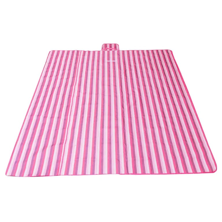 Piknik takaró, strandszőnyeg, rózsaszín csíkos, 200x200 cm