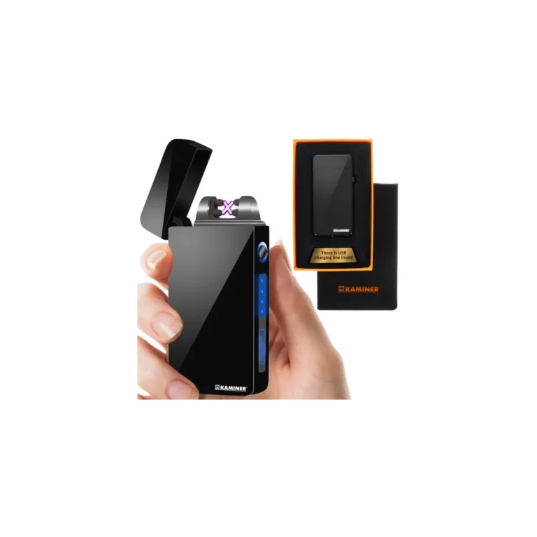 Plazma öngyújtó USB kábellel, tölthető, 3,5x7x1,2 cm, fekete