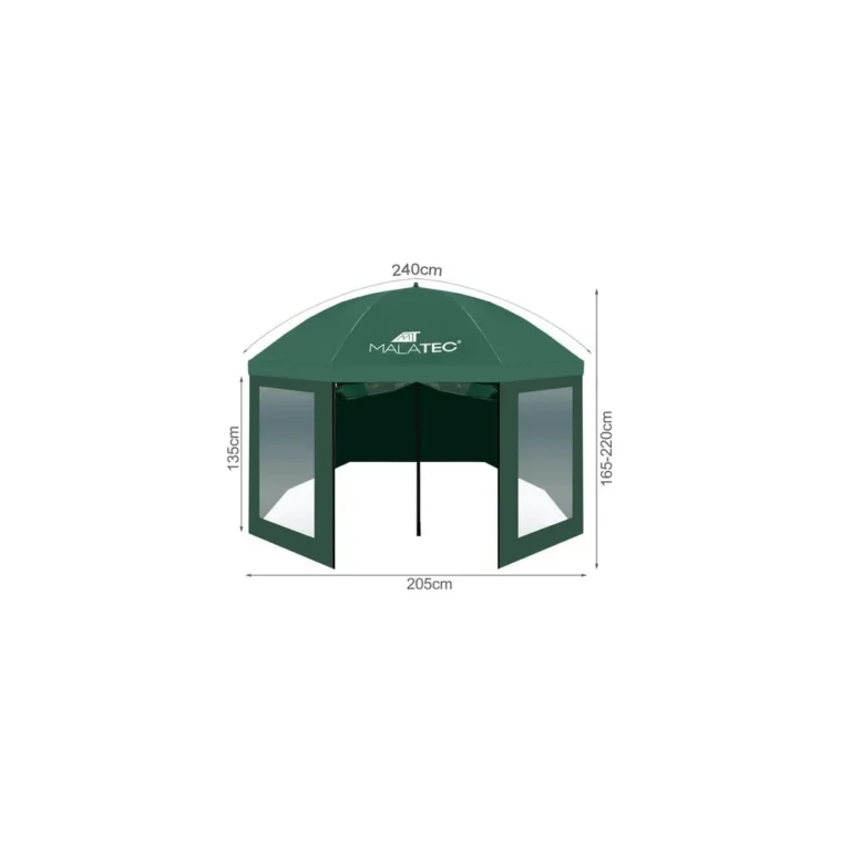 2 az 1-ben praktikus horgászsátor/esernyő oldalfalakkal, 2,4 m, zöld