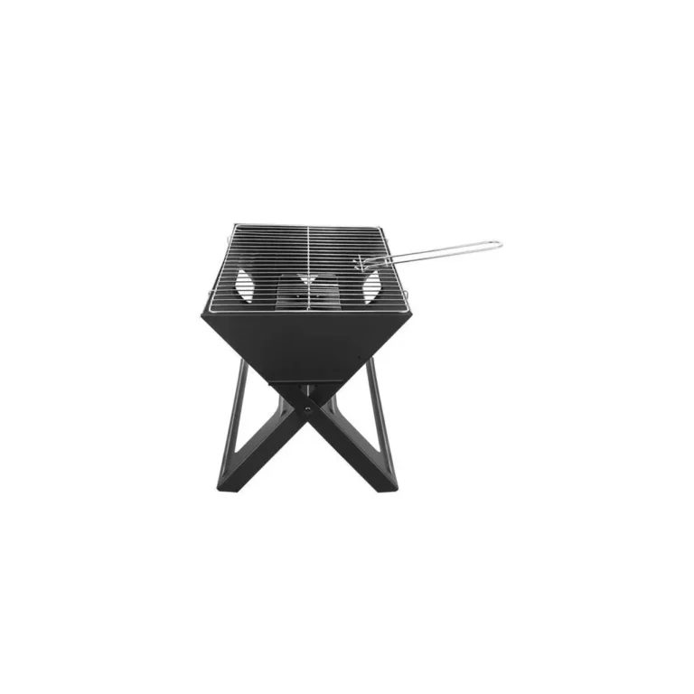 Összecsukható grill kempingezéshez és horgászathoz, 45 x 30 x 30 cm, acél, fekete
