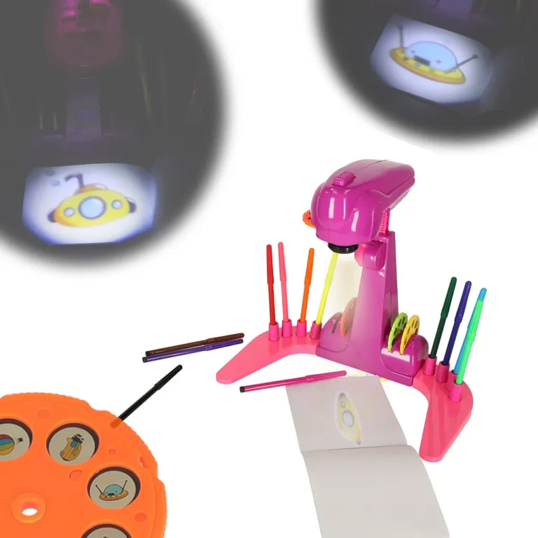 Projektor írásvetítő diaképek lila színű rajzolásának tanulásához