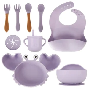 Rákvioletta 9 darabos BPA-mentes Szilikon Babaétkező készlet, Csecsemő Utensil Set  - Gyerekek számára