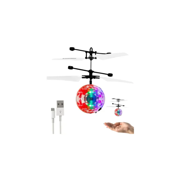 Repülő diszkógömb drón távvezérléssel infravörös érzékelővel, 14 x 10,5 cm