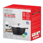 Márvány bevonatú lábas üvegfedővel - 34 cm, Royalty Line RL-BS34M, fekete