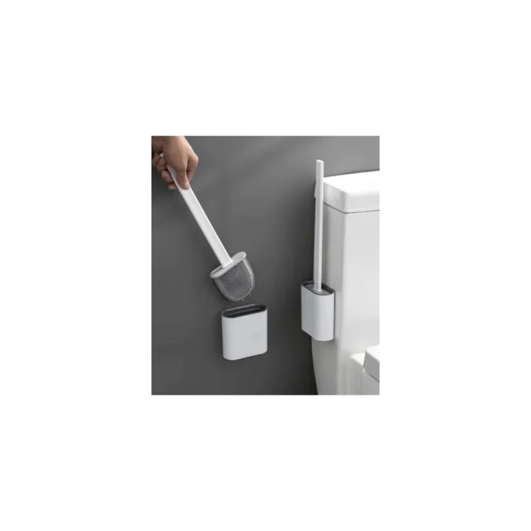 Ruhhy Szilikon WC kefe tartóval, 36×9,5×4 cm, fehér-szürke