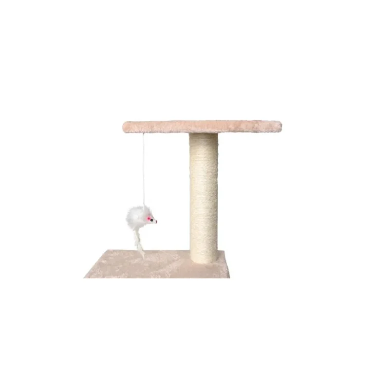 Játéktorony macskáknak sisal kötérúddal, házzal, alagúttal, 3 szint, 90 cm, bézs