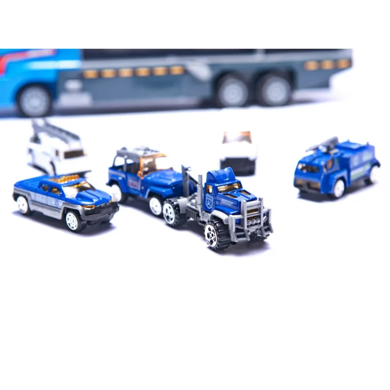 Szállító kamion fém rendőrautókkal