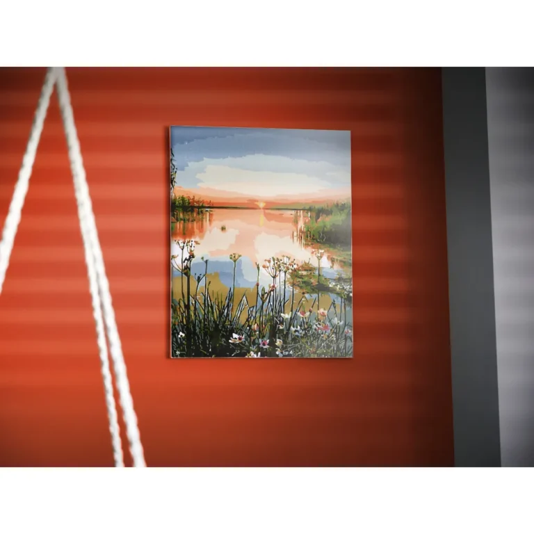 Számfestő kép kerettel, 40x50cm, tó tájképpel