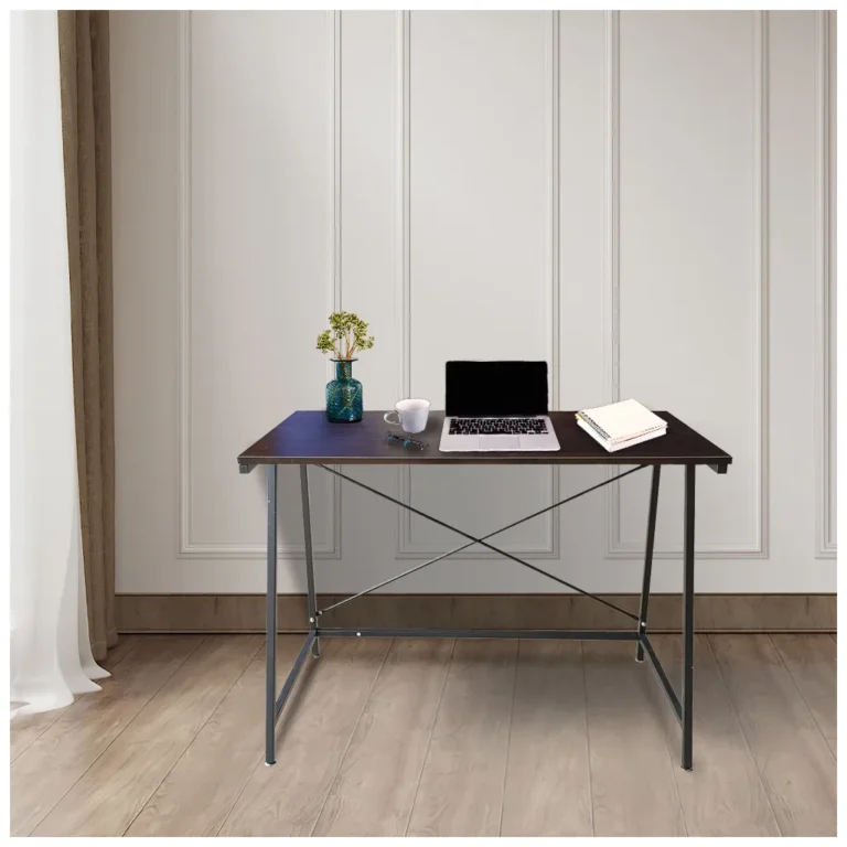 Modern loft stílusú íróasztal, 100x50x75 cm, fekete-fa szín