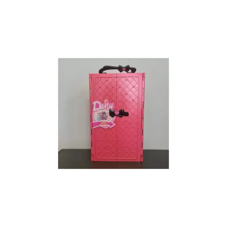 Kruzzel ruhásszekrény játékbabáknak, rózsaszín, 34x19x7 cm