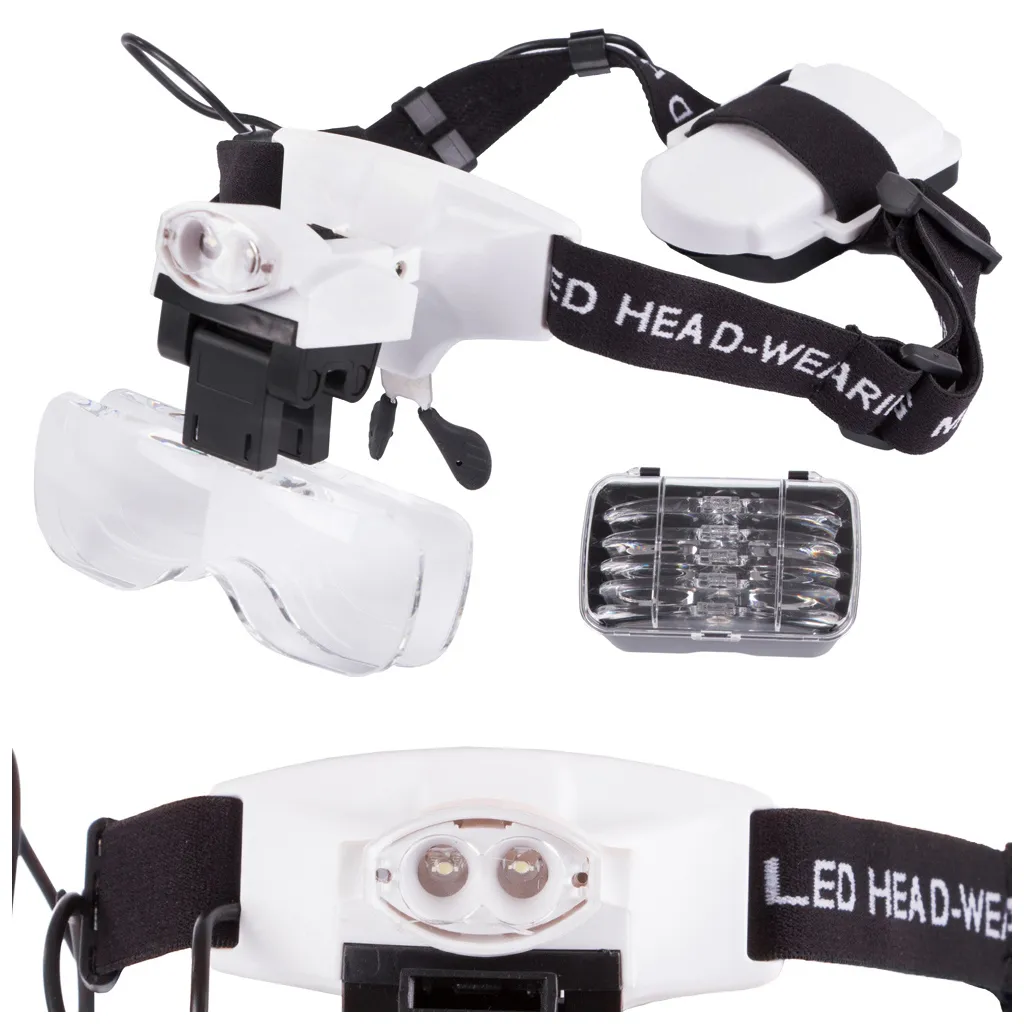 Fejpántos nagyító LED fénnyel, 5 lencsével