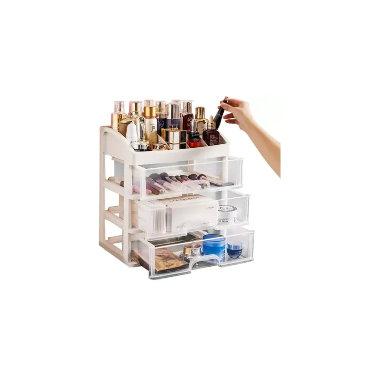 Kozmetikai szervező, fiókos szekrény, átlátszó, 27×23,5×6,5 cm