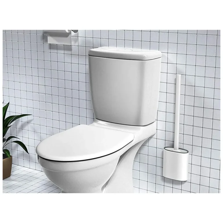 Falra szerelhető szilikon WC kefe fali tartóval, 35x8x2 cm, fehér-szürke