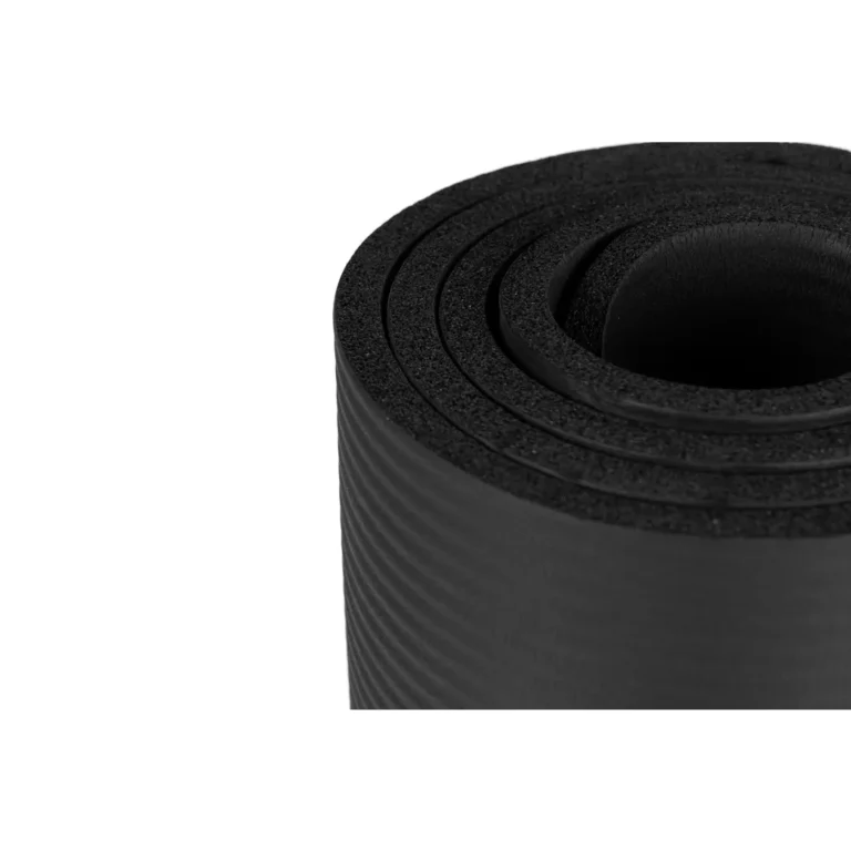 Fitnesz- jóga szőnyeg vállra kasztható pánttal, 182×62x1 cm, fekete