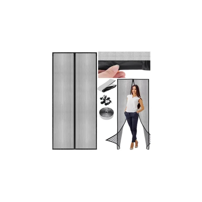 Mágneses szúnyogháló ajtóra, 100x210 cm, fekete