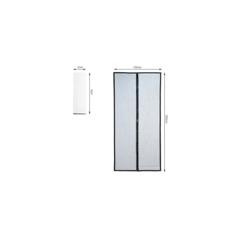 Szúnyogháló ajtó mágneses zárral, tépőzáras rögzítéssel, 100x210 cm, fekete