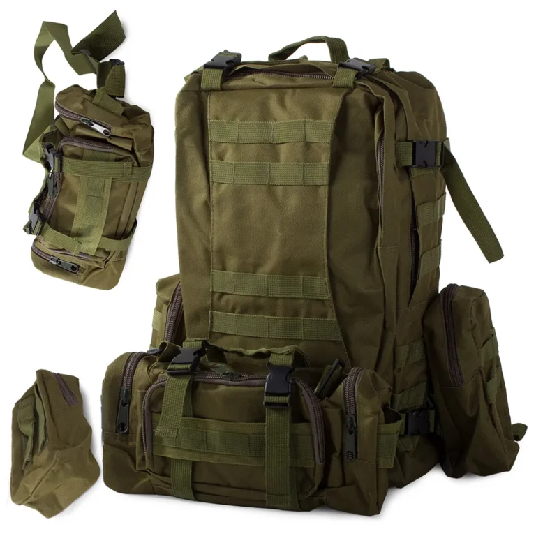 Vízálló, párnázott taktikai hátizsák, 48.5 l, zöld