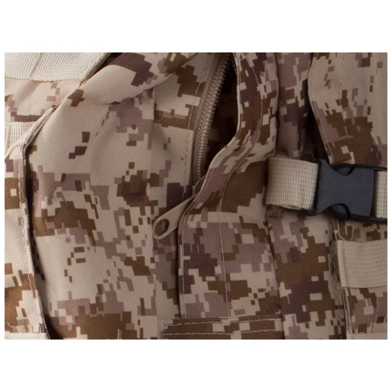 Vízálló, párnázott taktikai hátizsák, 48.5 l, sivatagi álcamintás