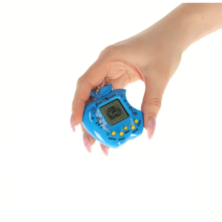 Tamagotchi, a virtuális kiskedvenc, elektronikus játék, kék, alma forma