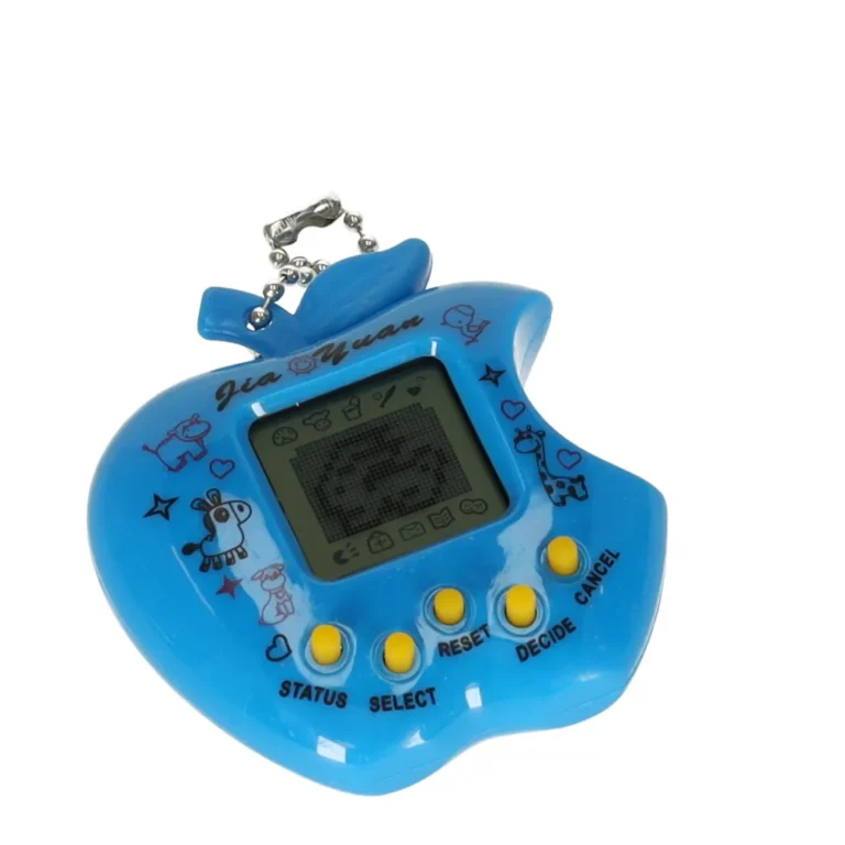 Tamagotchi, a virtuális kiskedvenc, elektronikus játék, kék, alma forma