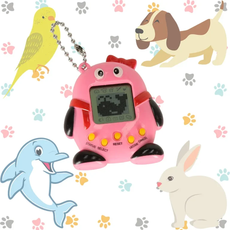 Tamagotchi, a virtuális kiskedvenc, elektronikus játék, rózsaszín, állat forma