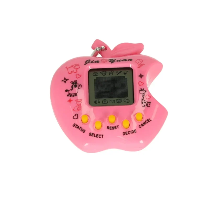 Tamagotchi, a virtuális kiskedvenc, elektronikus játék, rózsaszín, alma forma