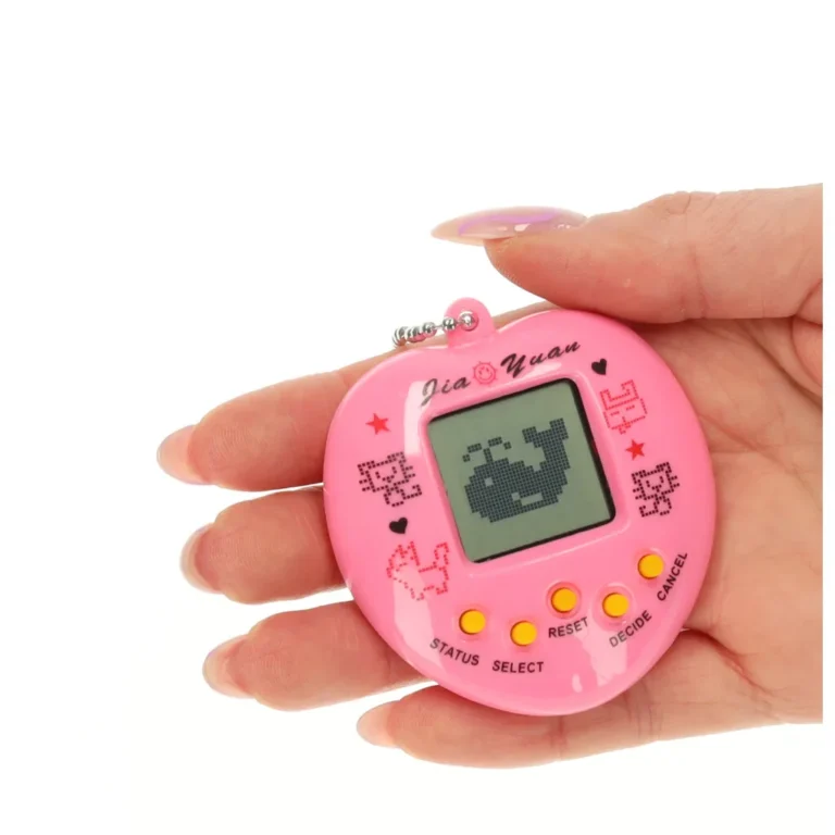 Tamagotchi, a virtuális kiskedvenc, elektronikus játék, rózsaszín, szív forma