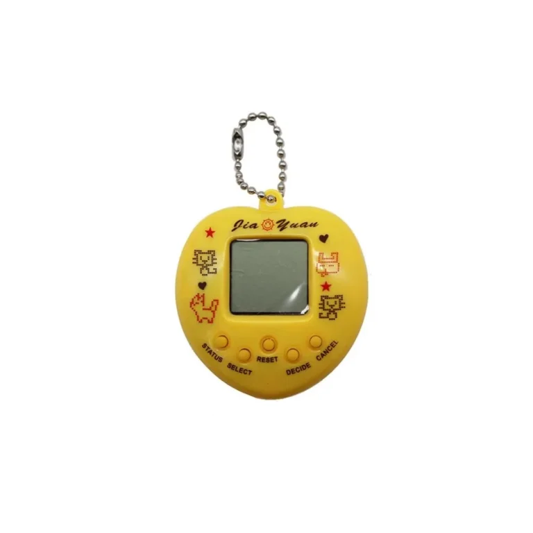 Tamagotchi, a virtuális kiskedvenc, elektronikus játék, sárga, szív forma