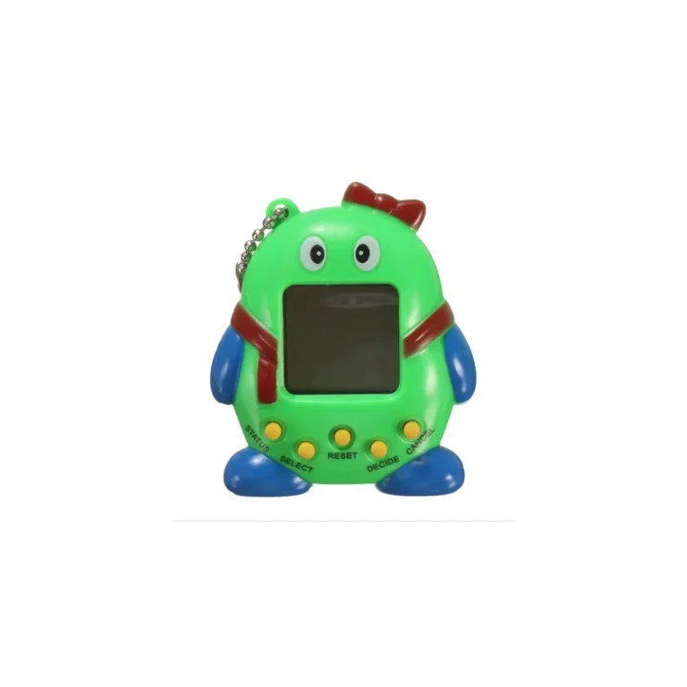 Tamagotchi, a virtuális kiskedvenc, elektronikus játék, zöld, állat forma