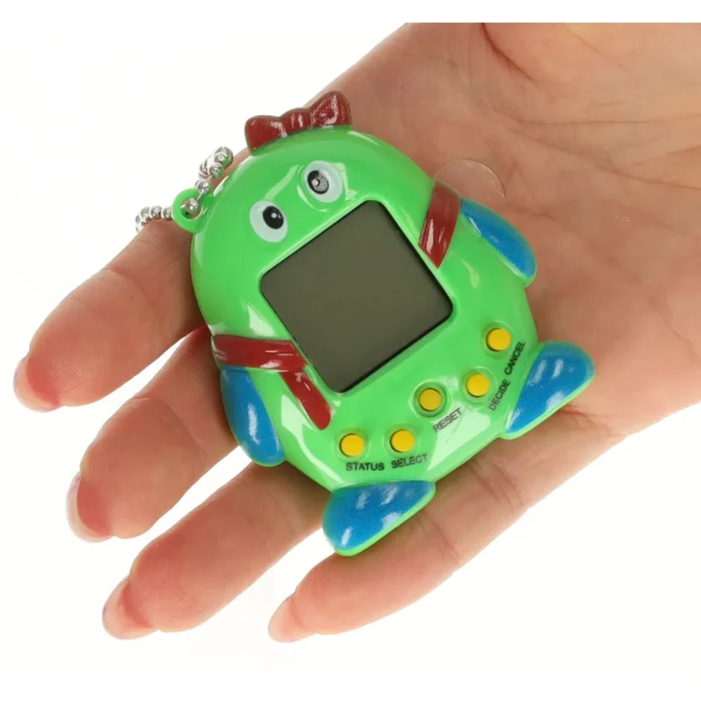 Tamagotchi, a virtuális kiskedvenc, elektronikus játék, zöld, állat forma
