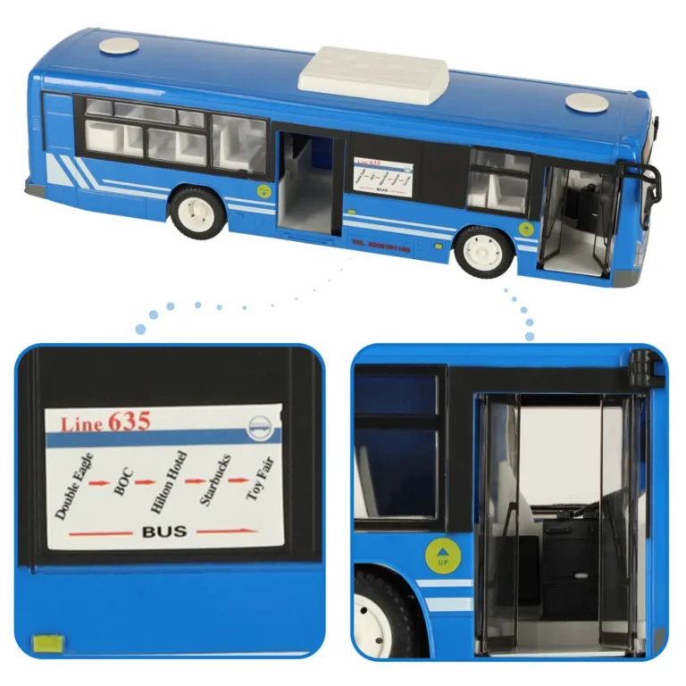Távirányítós RC busz nyitható ajtókkal kék színben