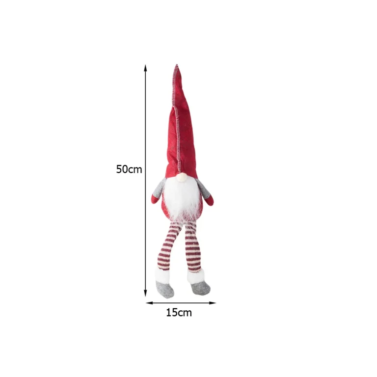 Karácsonyi manó, 50 cm, szürke-piros