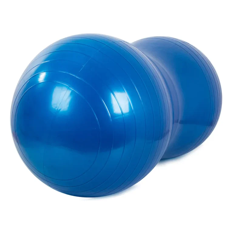 Mogyoró alakú fitness labda pumpával, 90 cm, kék