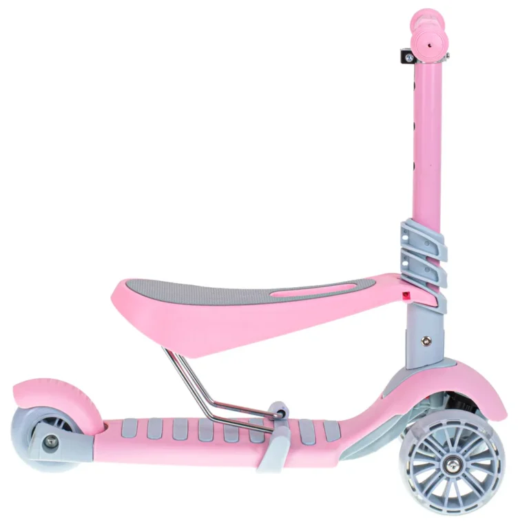 Tricikli roller üléssel 3in1 egyensúly rózsaszín LED