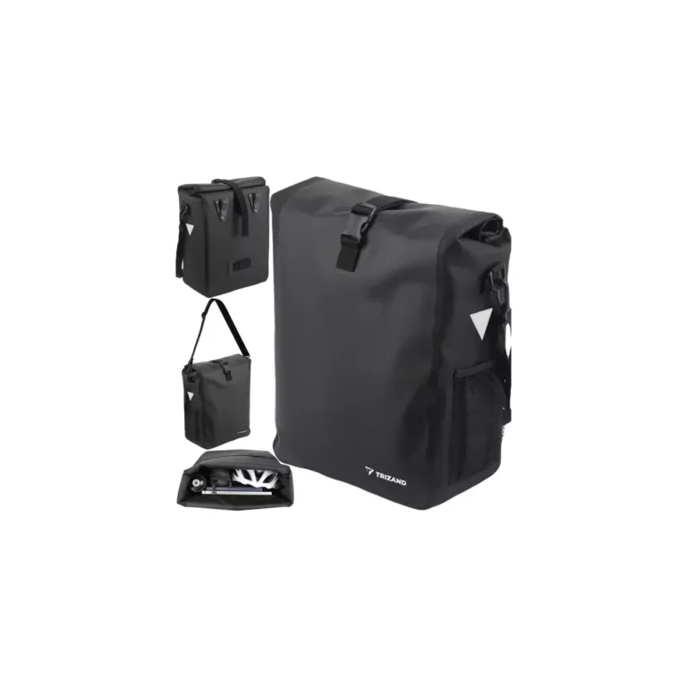 Kerékpáros táska feényvisszaverővel, oldalra függő, vállpánttal, fekete, 53x27x15,5 cm