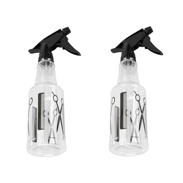 Fodrászati kézi permetező, átlátszó műanyag palack, fekete fej, 250 ml, 25x7 cm