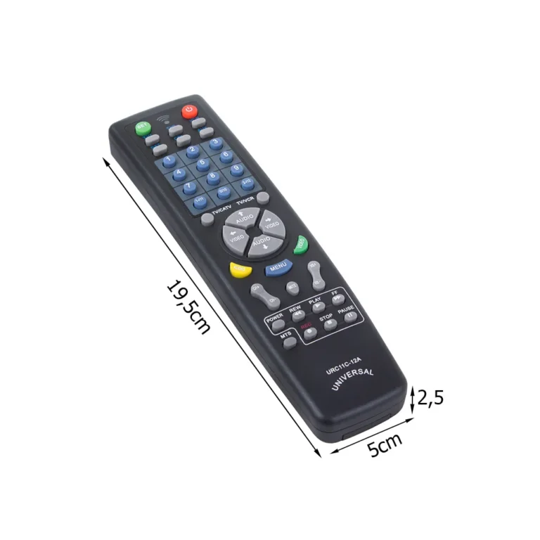 Univerzális multifunkciós távirányító, DVD VCR SAT CD AUX TV VIDEO AUDIO, 19,5 cm x 5 cm x 2,5 cm, fekete