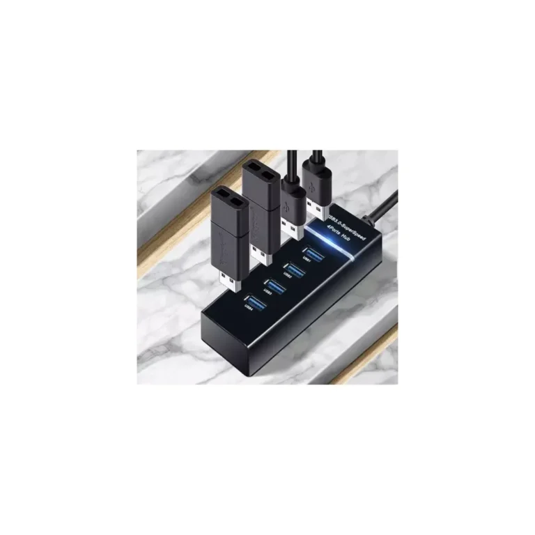 Izoxis USB hub – 4 port USB 3.0, 10,5×3,5×2 cm, fekete