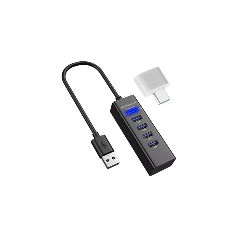 Izoxis USB hub – 4 port USB 3.0, 10,5×3,5×2 cm, fekete