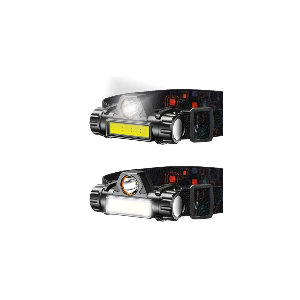 USB LED fejlámpa újratölthető akkumulátorral, 3/8/4 cm, fekete